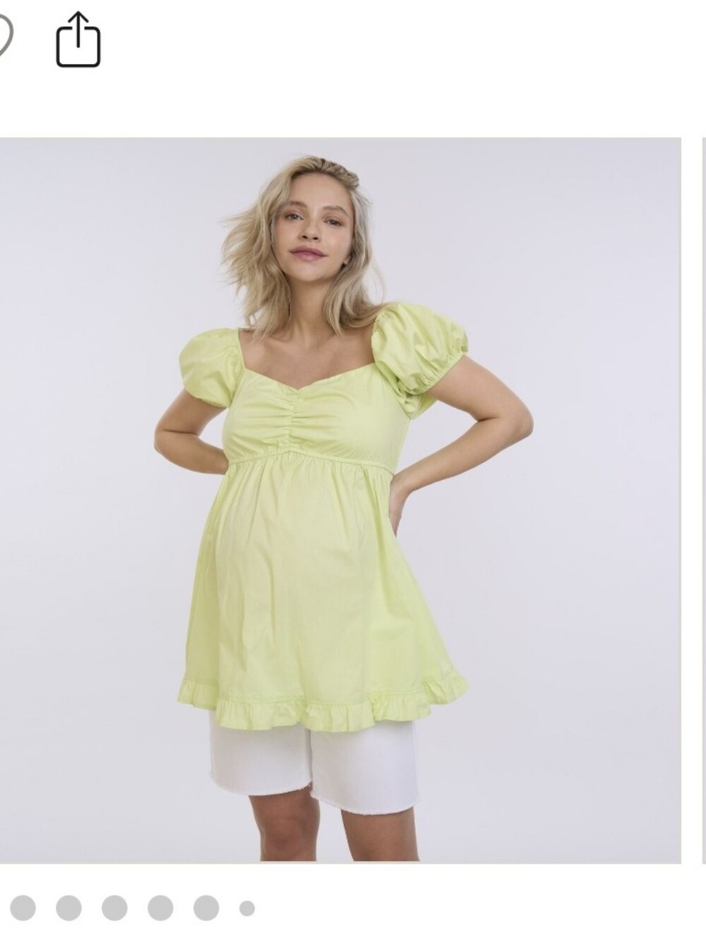 Motherhood Off-the-Shoulder Ruched Maternity Top Soft Lime Maternity MEDIUM